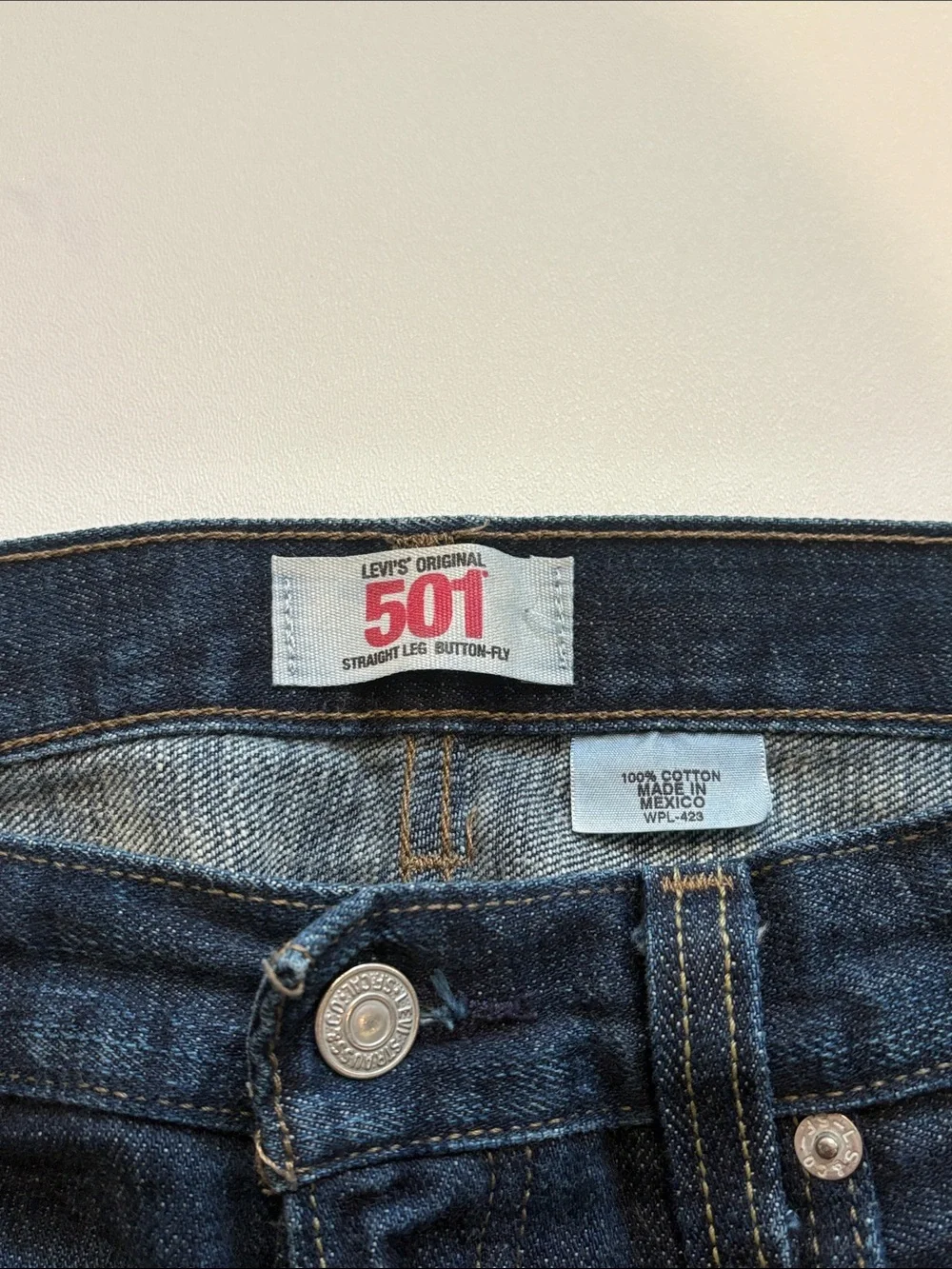 Levi's 501 Straight Leg Button-Fly Dark Blue Straight Jeans